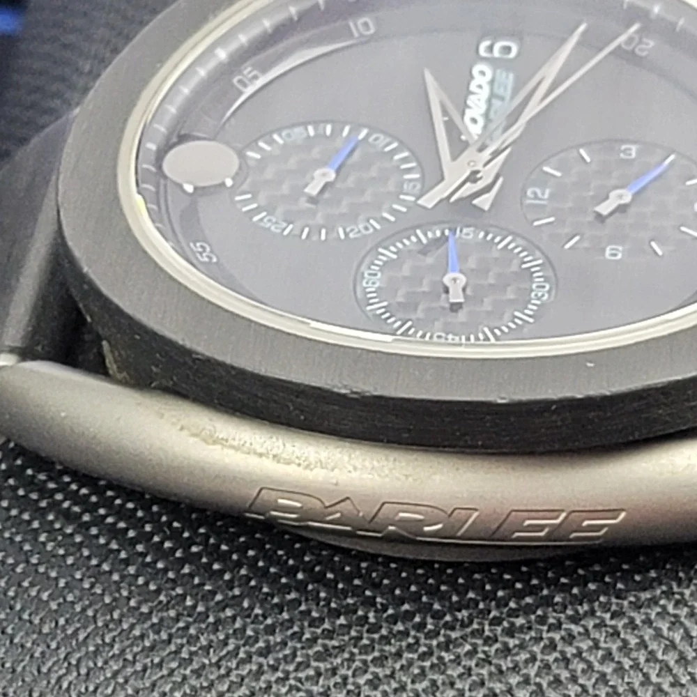 Movado Parlee Auto/Chronograph 16/75 Blue Limited Edition Watch $8500 MSRP